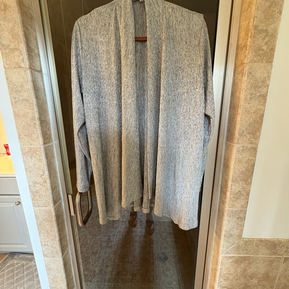 Calvin Klein Metallic Gray Knit Cardigan Sweater